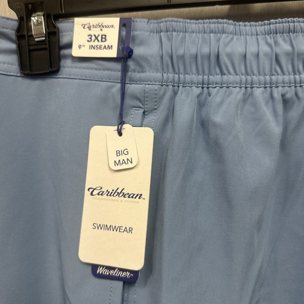 Caribbean Big & Tall 3XB Cargo Swim Trunks Mens Lined Indigo Blue Shorts 9" - Picture 3 of 7